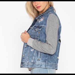 Miss Me American Flag Insert Jean Jacket Sz Small